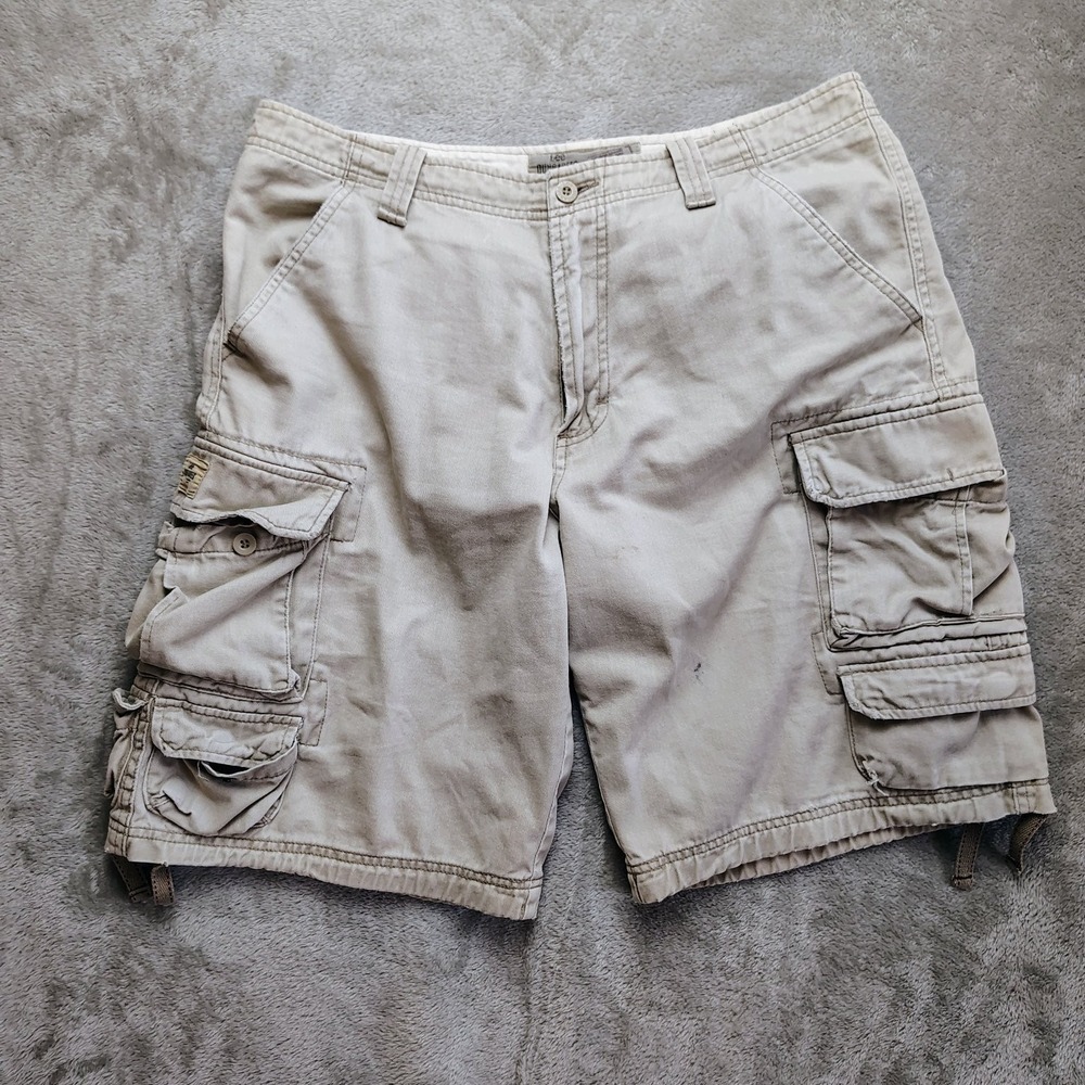 Lee Dungarees Men's Cargo Shorts Tan Size 33 Cotton Multiple Pockets